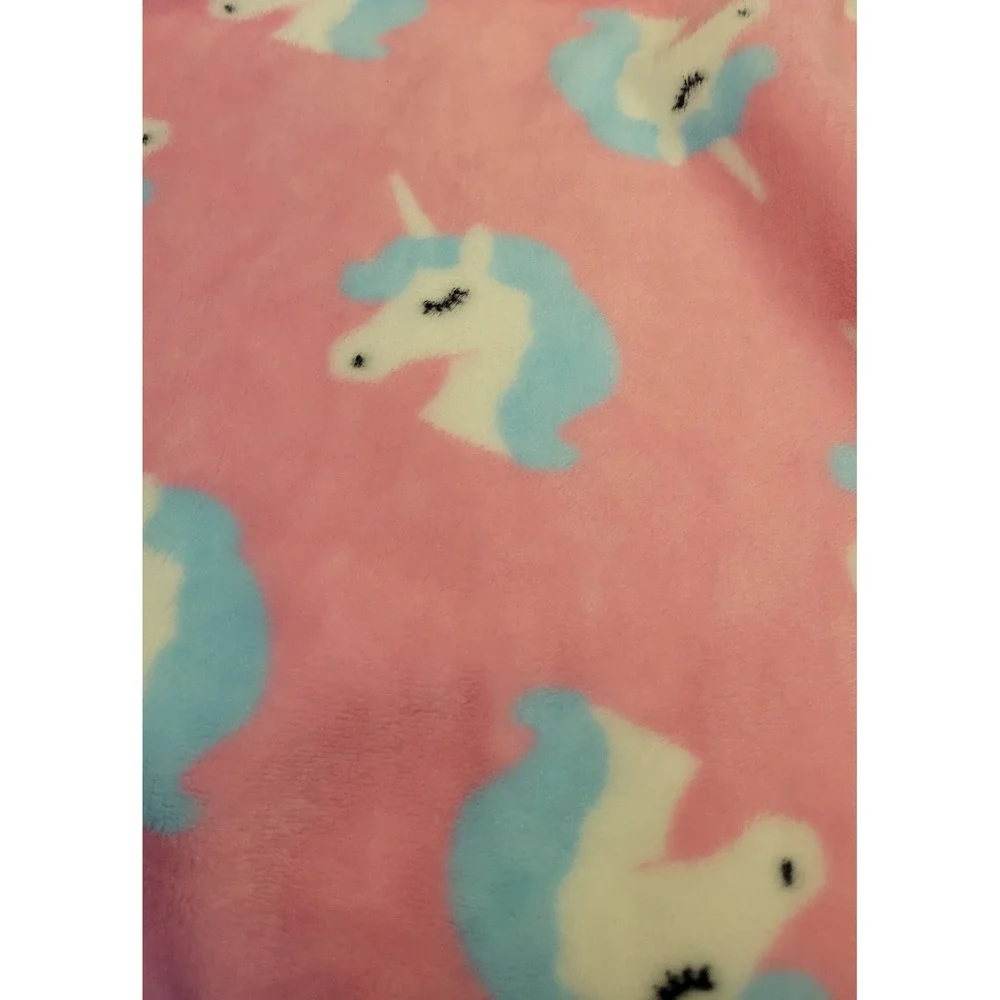 Justice Unicorn Blanket in a Bag Rainbow Tie Dye Plush Throw Pink Fleece Large